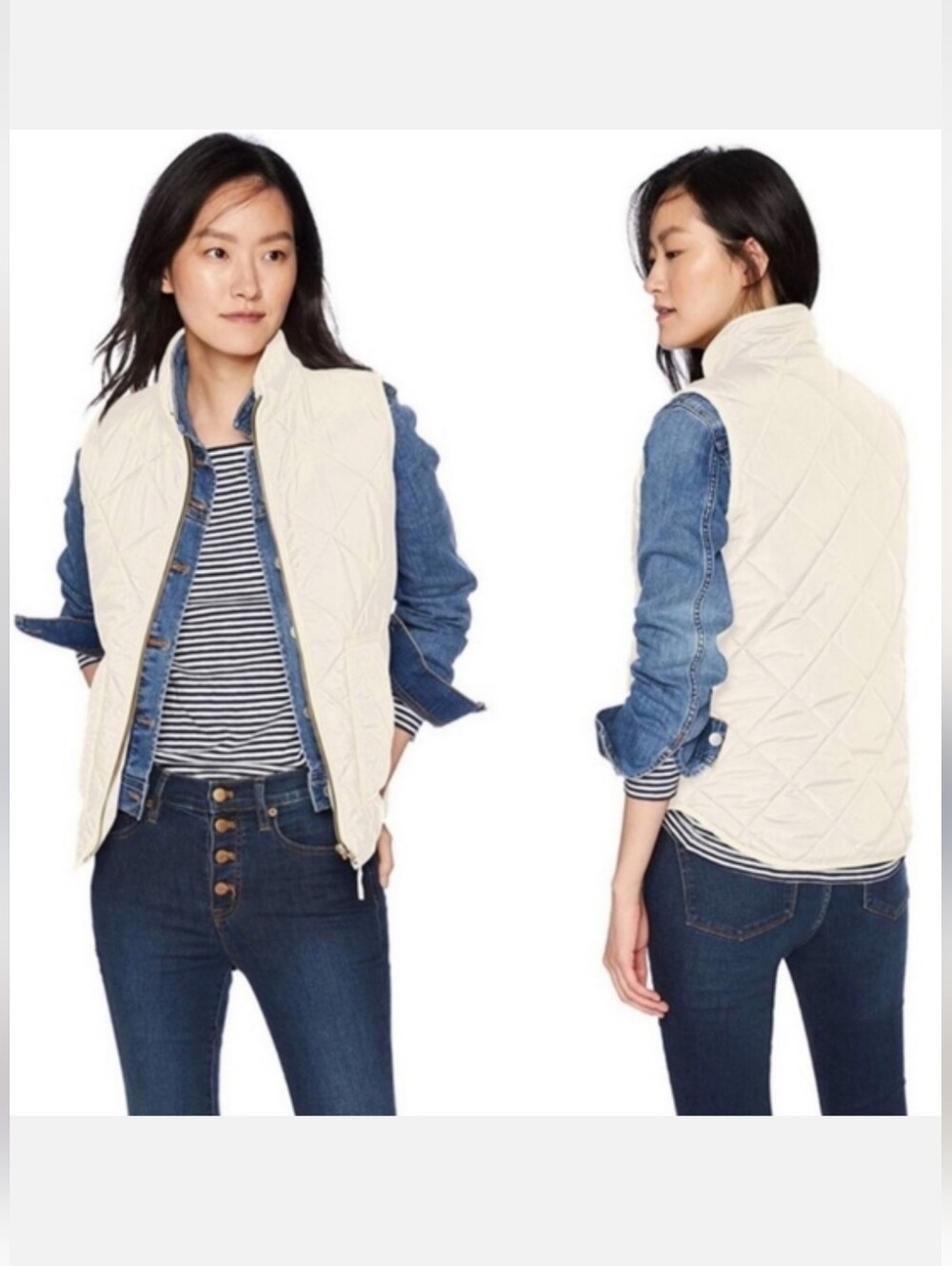 J.Crew Cream Quilted Down Puffer Vest Style 92465 Sz XS